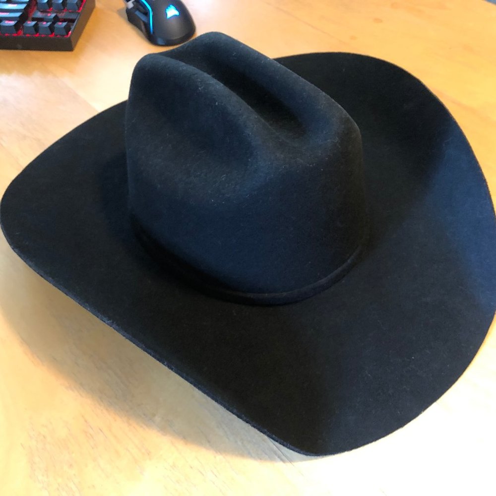 Resistol Lange Black Wool Cowboy Hat 7 3/4" band